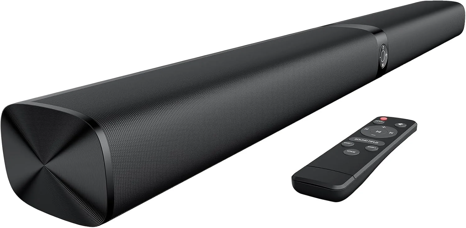 Sound Bar for Smart TV, Soundbar with Bluetooth/ARC/Opt/AUX Connect, Auto Volume Boost, 3 Equalizer Modes, 2 in 1 Detachable Soundbar for TV/PC/Gaming/Projectors