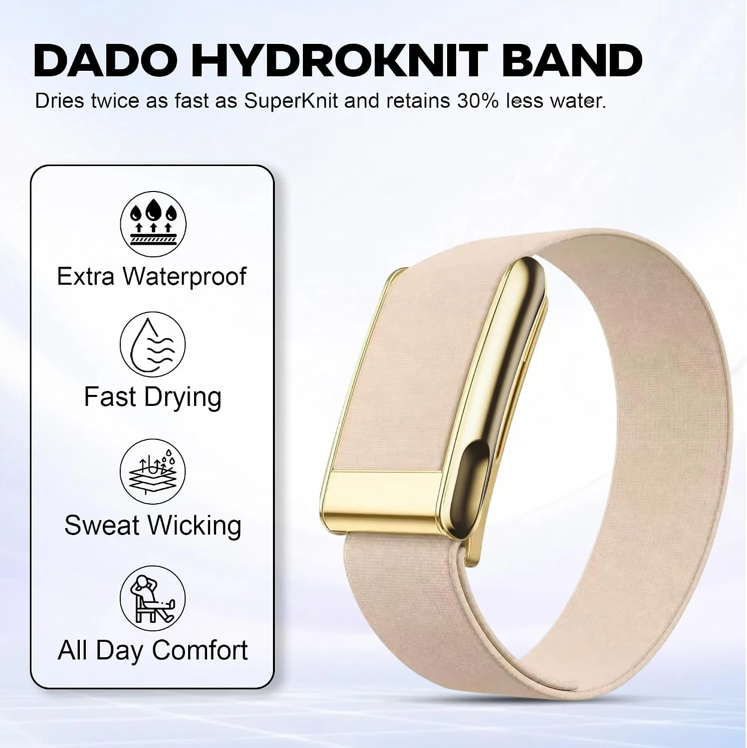DADO HydroKnit Waterproof Nylon Sport Band Compatible with WHOOP 5.0, One, Peak, and Life | Elastic, Fast-Drying, Water-Resistant, and Comfortable Strap for Active Lifestyles