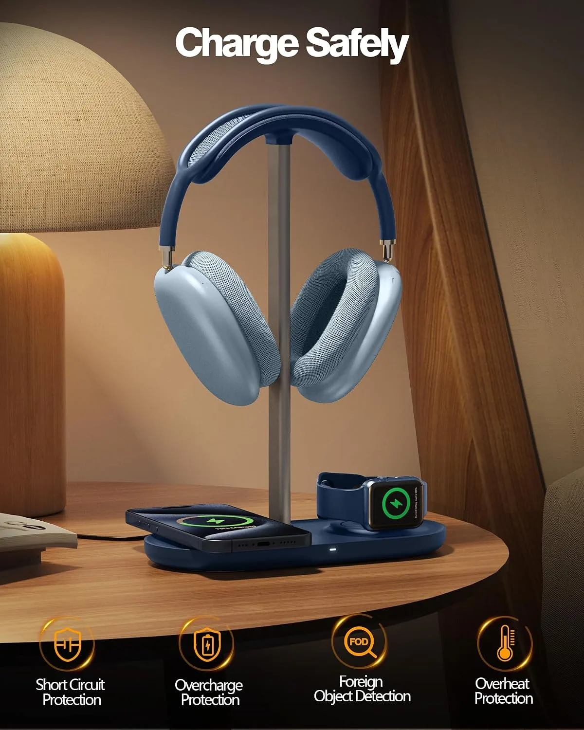 HiWe Headphone Stand, 2-in-1 MagSafe Wireless Charger for iPhone/iWatch