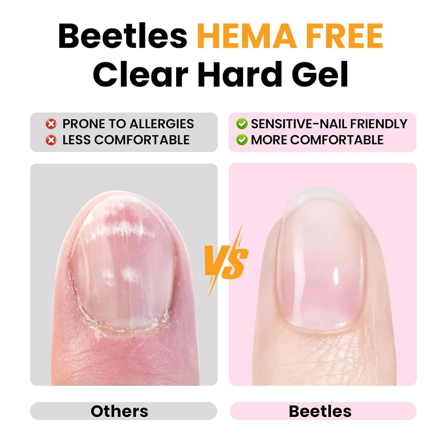 Beetles Hard Gel HEMA-Free, 1 oz 9 in 1 Clear Builder Nails Gel