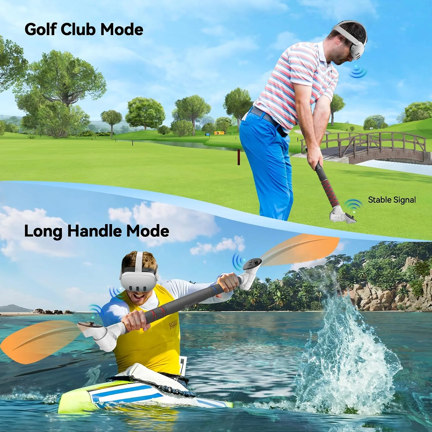 AMVR Upgraded Gorilla Tag Long Arms Controller Extensions Compatible with Meta/Oculus Quest 3S/Quest 3 Accessories, VR Sticks, Beat Saber Handles, Golf Club Attachment, Extension Grips, for VR Game