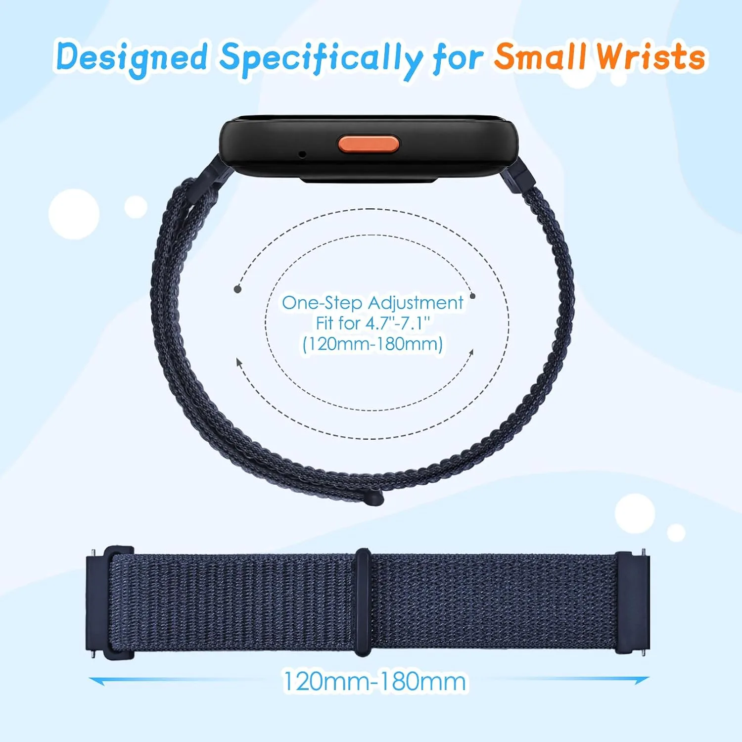 HSWAI 2 Pack Nylon Loop Strap Compatible with BIGGERFIVE Brave 2 Watch Band, Quick Release Sport Soft Adjustable Breathable Strap Wristband Replacement for Brave BW01/BW02