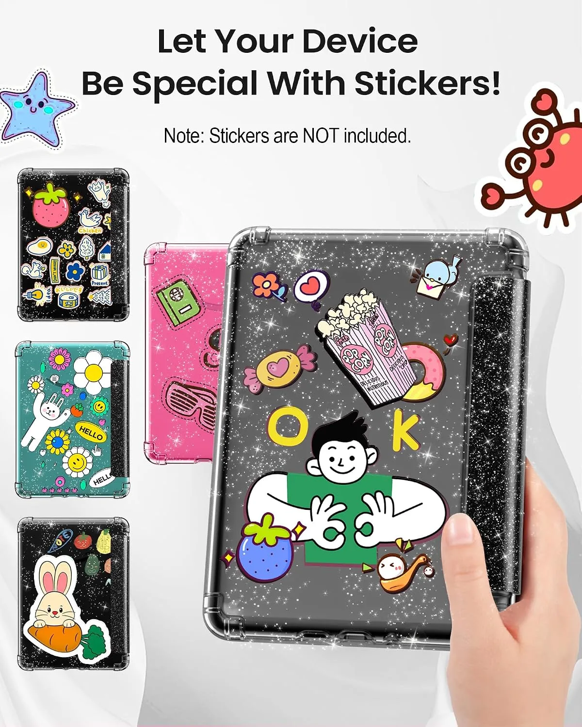 MoKo Case for 7" Kindle Paperwhite 12th Gen & Colorsoft 2024, Glitter Black