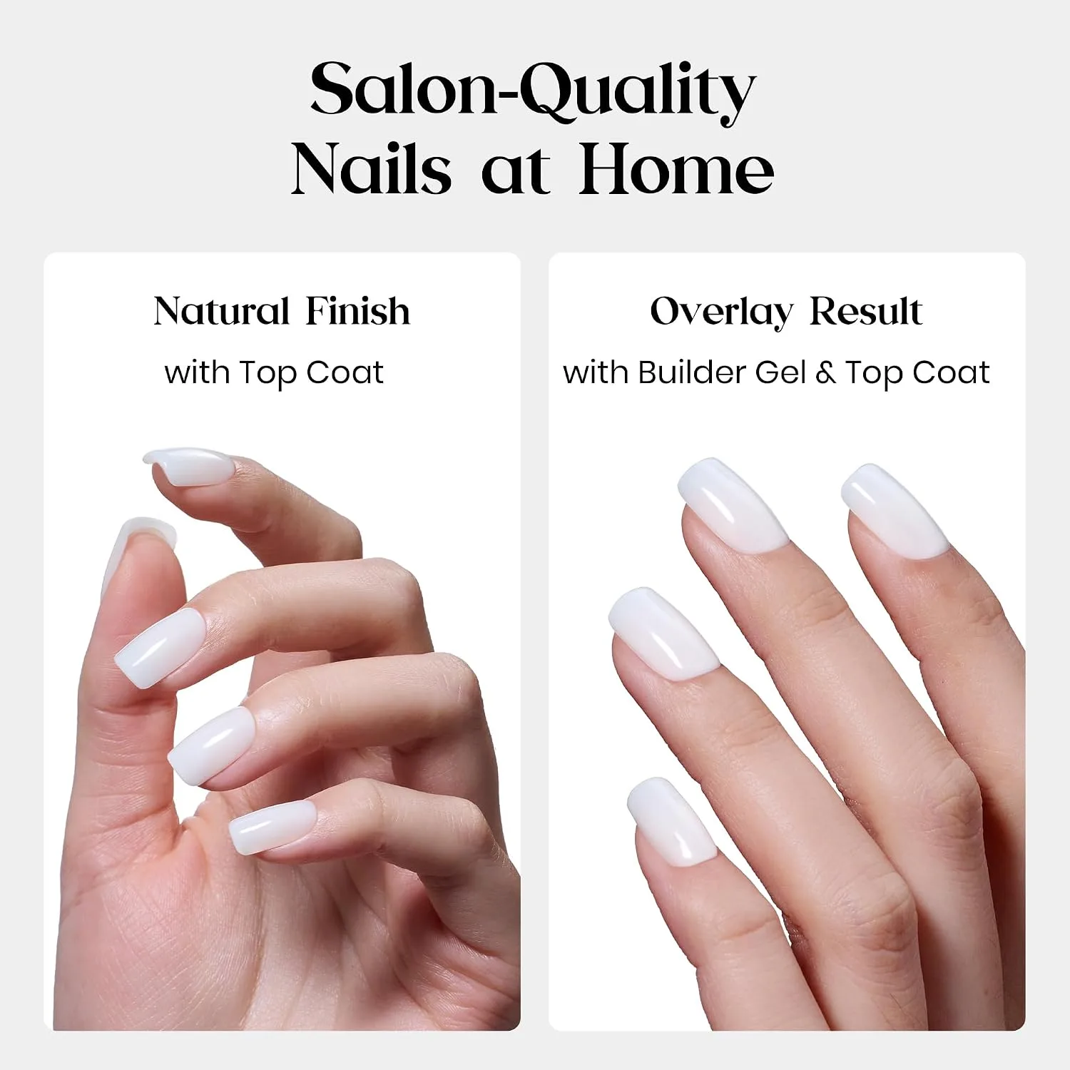 Beetles Milky White Press On Nails, 160Pcs Short Squoval Fake Nails