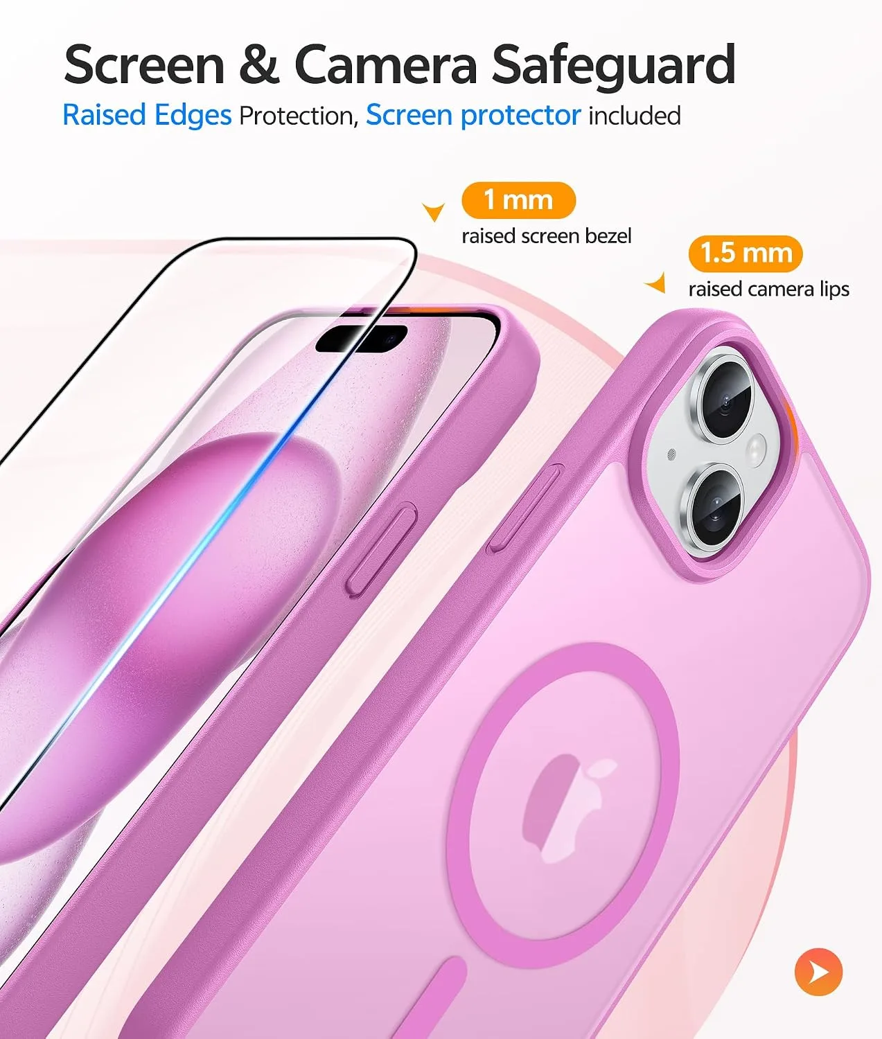 FNTCASE for iPhone 15/14/13 Case, Fit for Magsafe, Pink