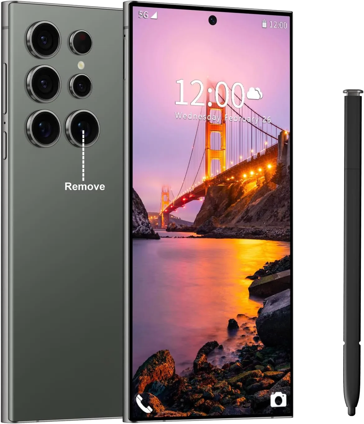 Huness I24 Ultra Unlocked Phone,Built in Pen The Phone,Smartphone Battery 6800mAh 6.8" HD Screen,Android 14 16+512GB with 128GB Memory Card Cell Phone,5G/Face ID/Fingerprint Lock/GPS (Green, 16+512)
