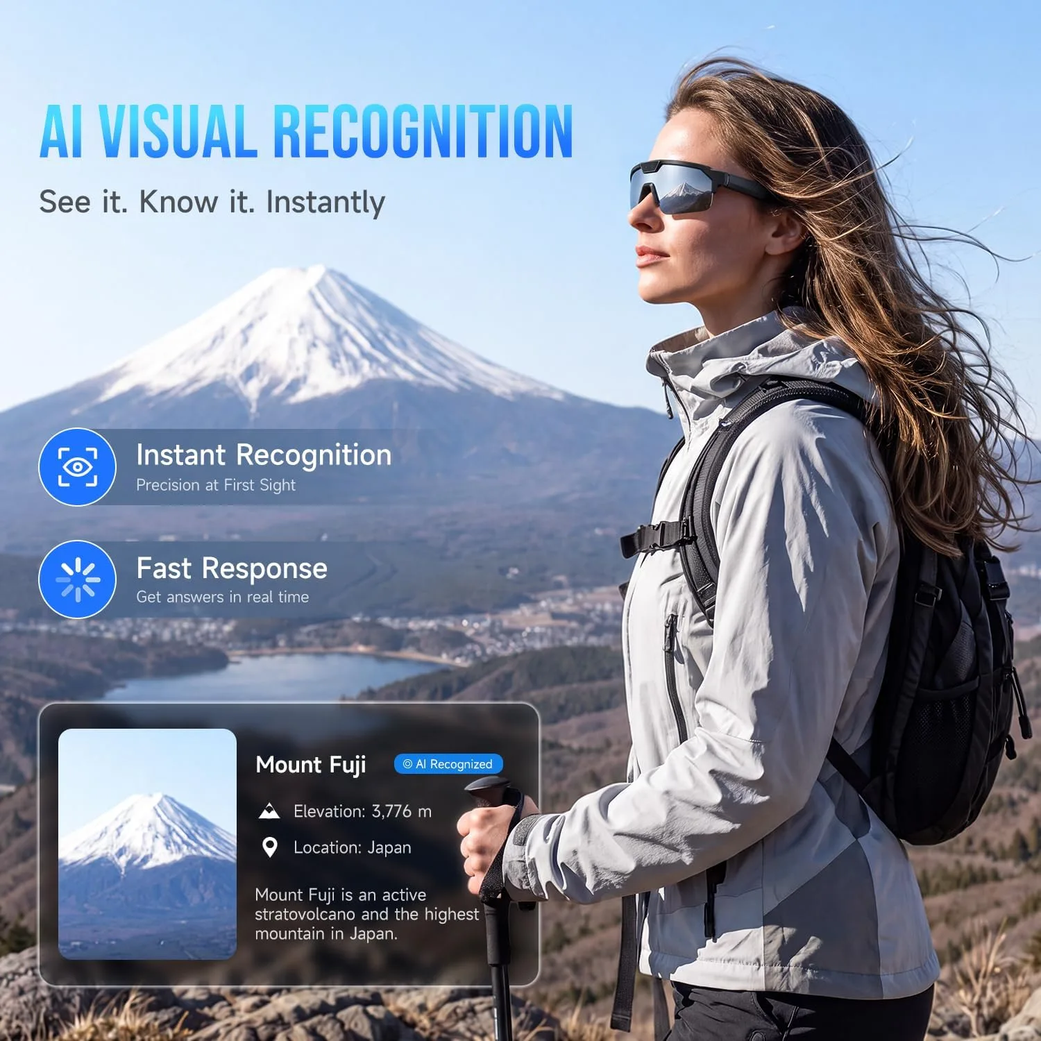 AI Smart Glasses with 35MP 1200P Camera EIS Video Recorder for Cycling