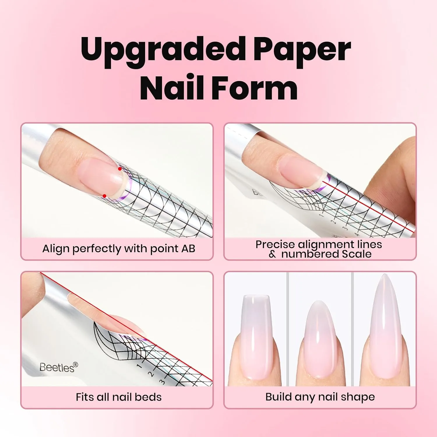 Beetles Builder Gel for Nails, 3 Colors 9 in 1 Clear Nude Pink Hard Gel