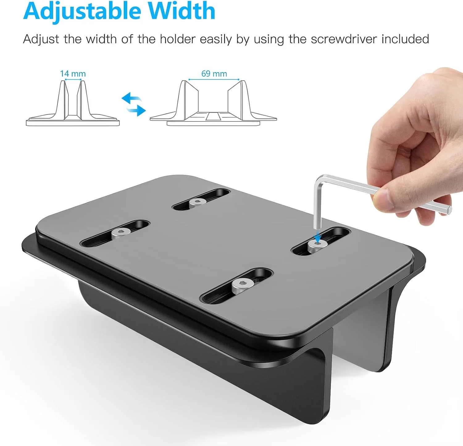 OMOTON Vertical Laptop Stand Holder, Adjustable Dock for MacBook, Black