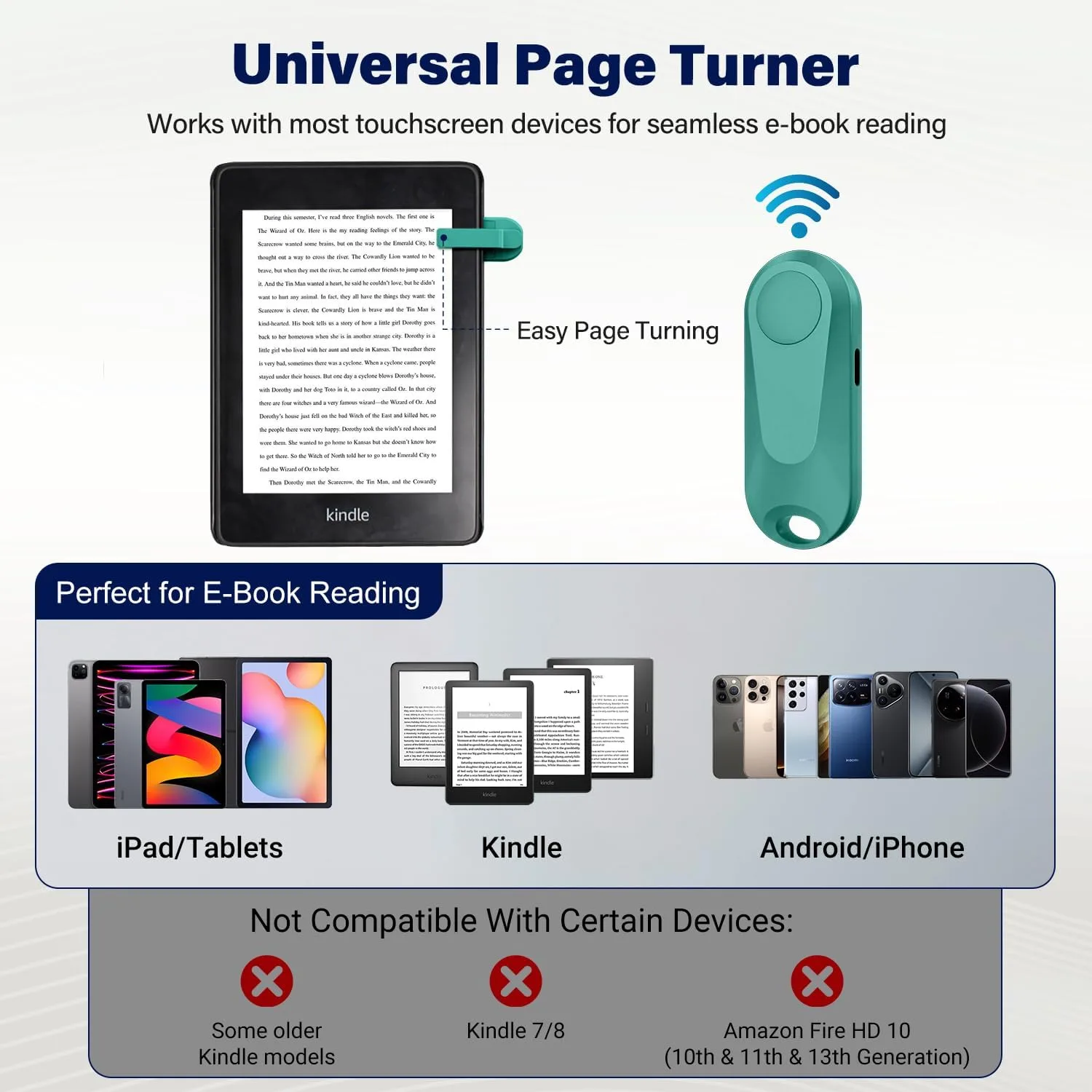 Page Turner for Kindle Remote Control for iPhone iPad Tablets eReaders
