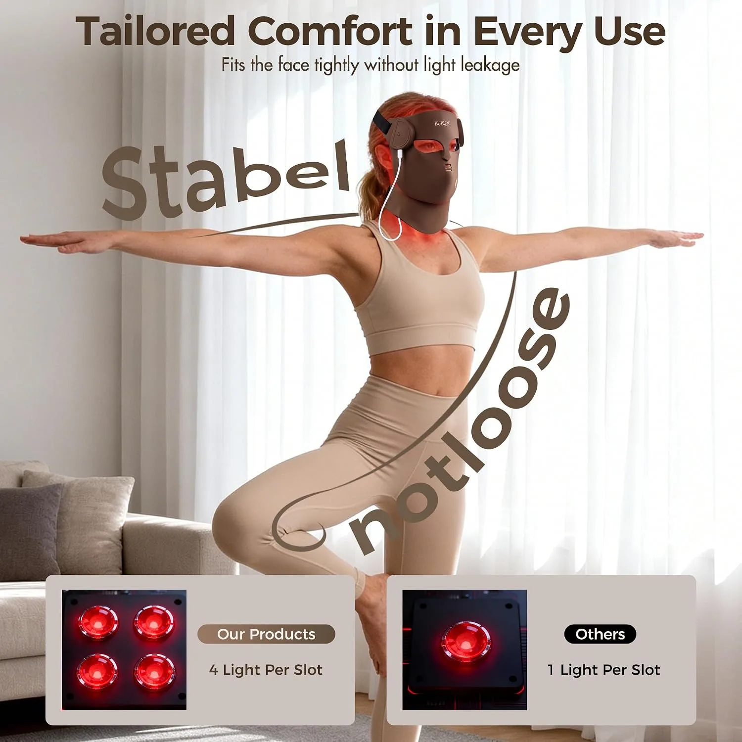 Red Light Therapy Mask for Face & Neck,Wireless Red Light Mask with NIR