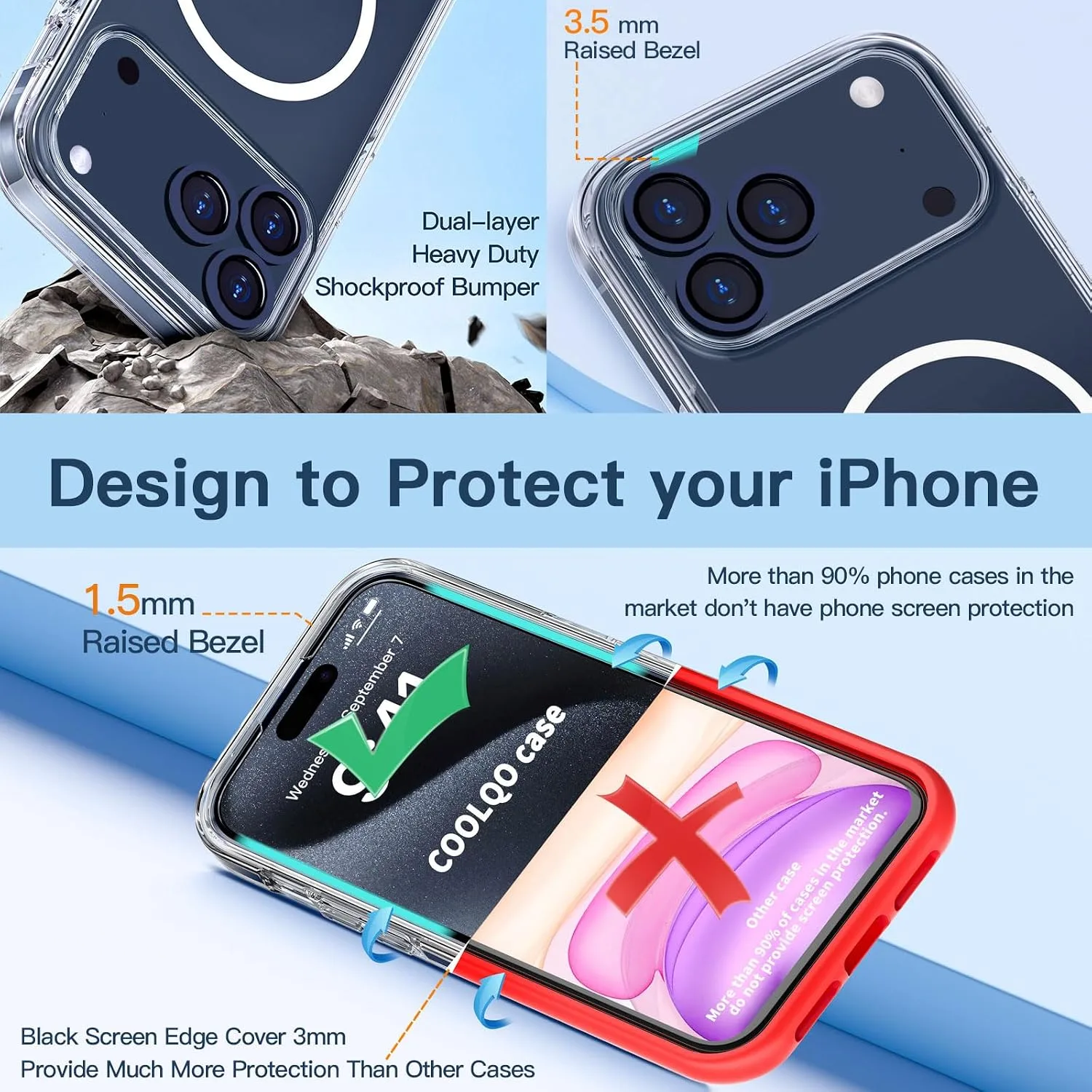 COOLQO Magnetic for iPhone 18/17 Pro Max Case, Crystal Clear