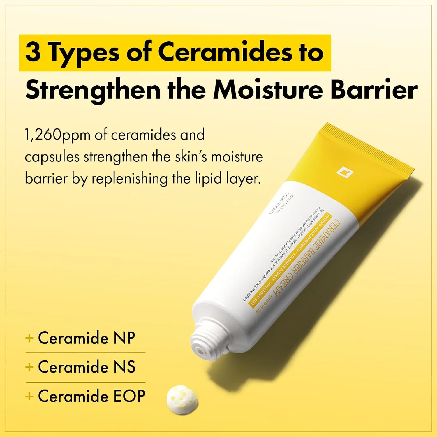TOSOWOONG Ceramide Barrier Cream for Dry & Sensitive Skin, Hydrating, Dewy