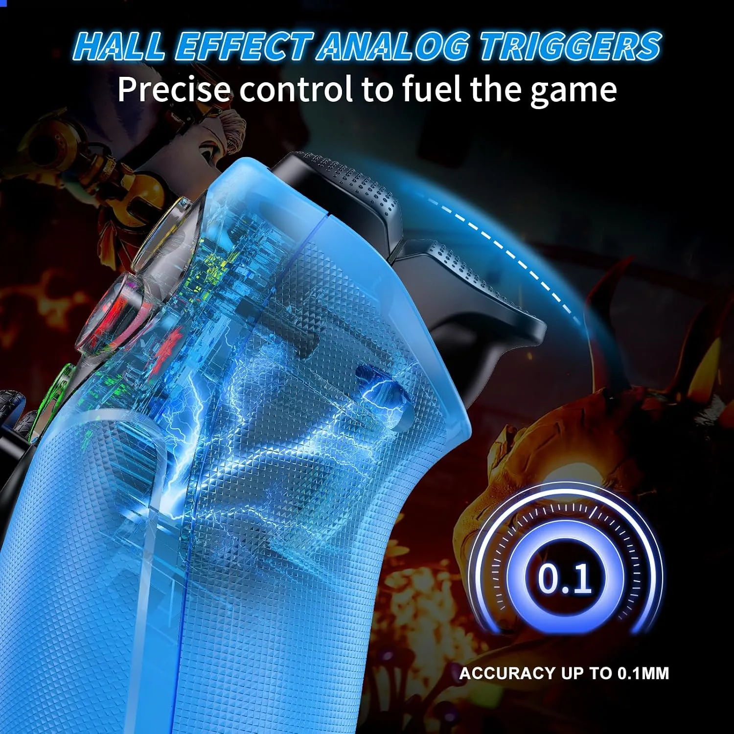 Dinosoo RGB Wireless Controller for PS5/PlayStation 5 PC, Bluetooth Controller with Turbo, Macro, Dynamic Vibration, 6-Axis Motion Control, 3.5mm Audio Jack, 1000mAh Battery, Speaker - Blue