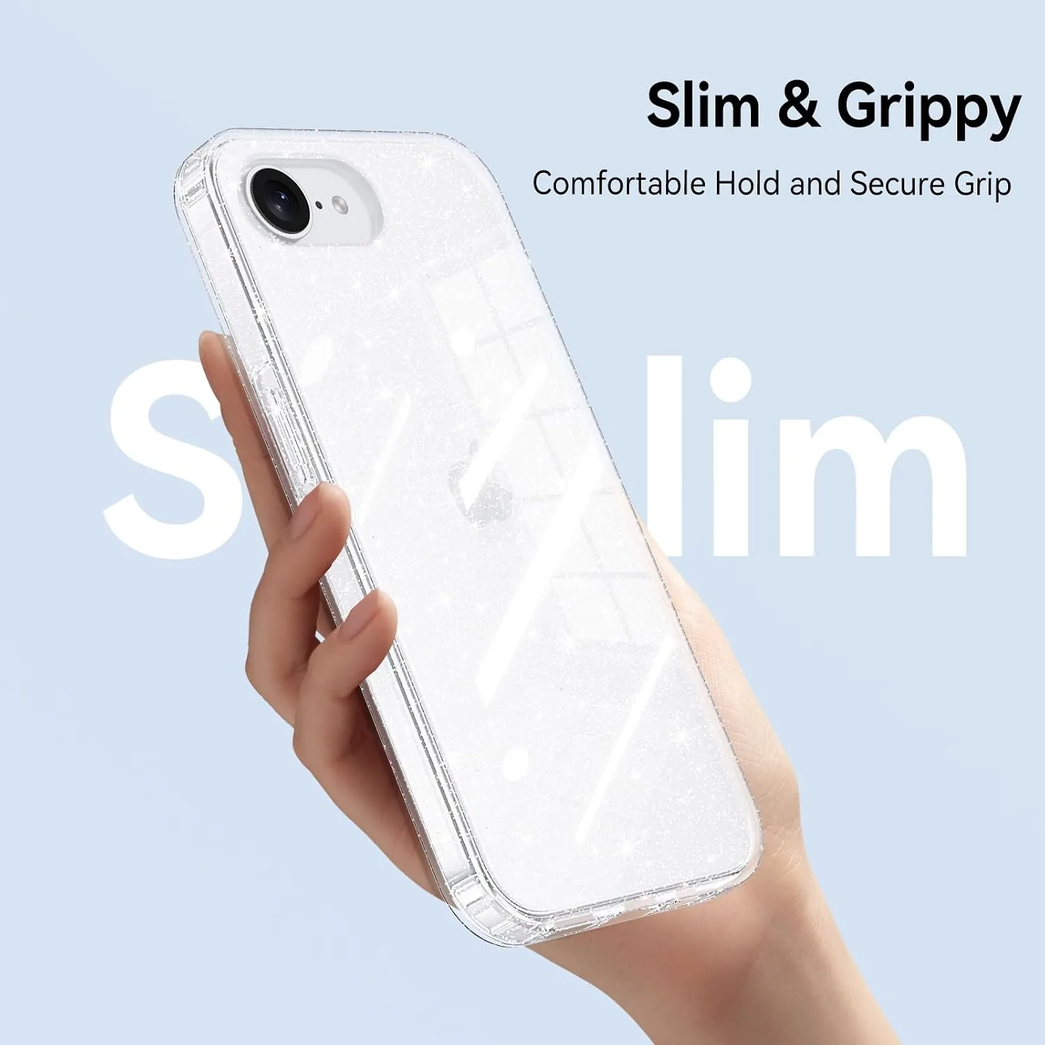 YINLAI for iPhone 17e, 16e Case 6.1-Inch Anti-Yellowing, Clear Glitter