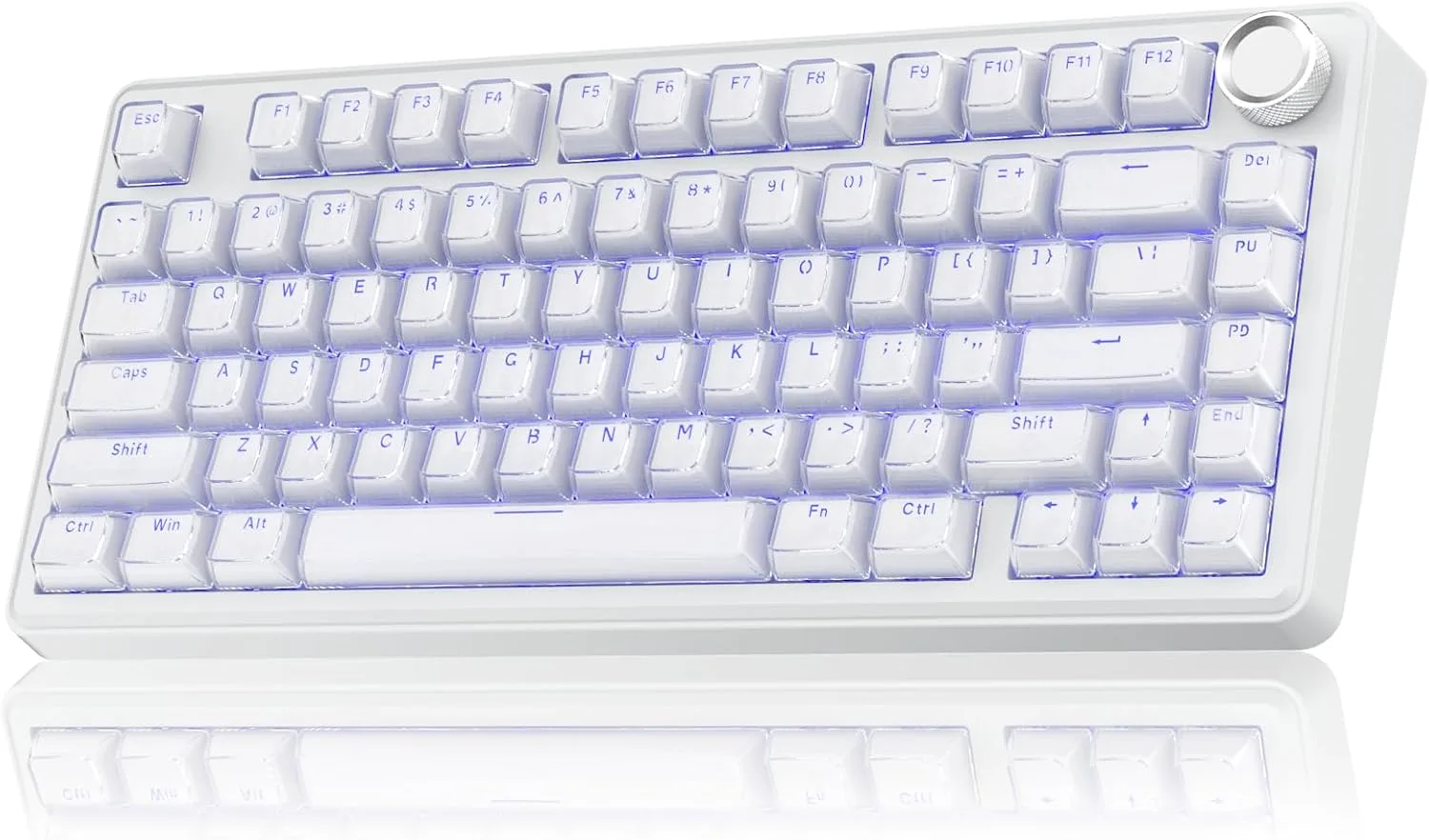 SOLAKAKA A75 Wireless Gaming Keyboard with Multifunction Knob, BT5.0/2.4GHz/USB-C, 75% Mechanical Keyboard, Hot-Swappable, Gasket Creamy Keyboard with RGB Backlit, Crystal Keycaps, for PC/Mac