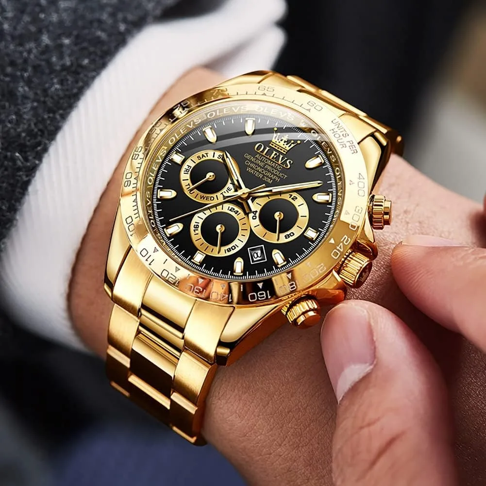 OLEVS Automatic Gold Watches for Men Luxury Classic Stainless Steel