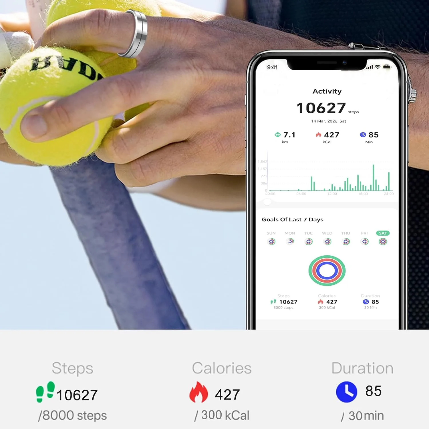 Smart Ring for Women & Men, Health Tracker with Blood Oxygen Monitor, Heart Rate & Sleep Monitor, Waterproof Fitness Ring Long Lasting Battery Sleep Ring for iPhone and Android, No Subscription Fee