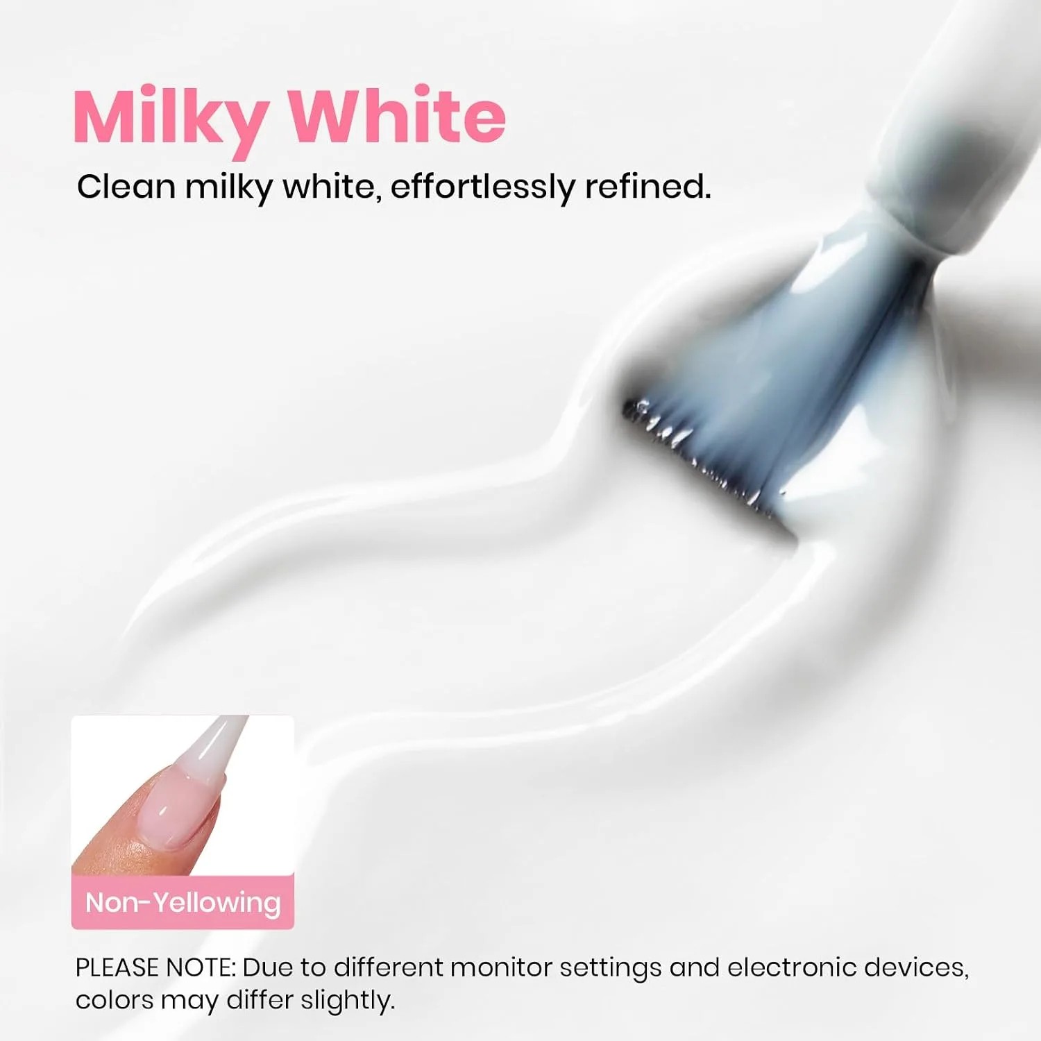 Beetles Milky White Gel Top Coat, 2-in-1 Glossy Top Coat Gel Nail Polish