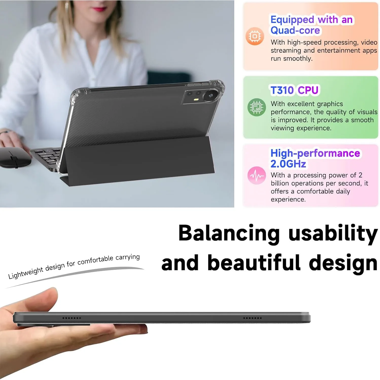 DIGITHINK 128GB Tablet PC 10 inch Android 16.0, Android Tablets, DDR4 4GB RAM+16GB Extend 20GB ROM 128GB Memory 2MP+8MP Dual Camera, 2.4G+5G WiFi, Bluetooth 1TB Expand 10.1“ IPS Tab (Black)