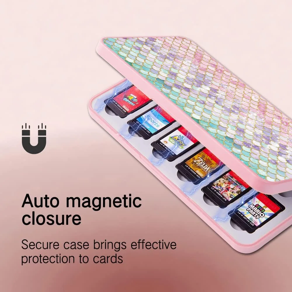 PERFECTSIGHT Switch Game Case Compatible with Nintendo OLED & Lite 24 Game Holder，Cute Switch Game Card Case Cartridge with 24 Slots Storage (Colorful Scale)