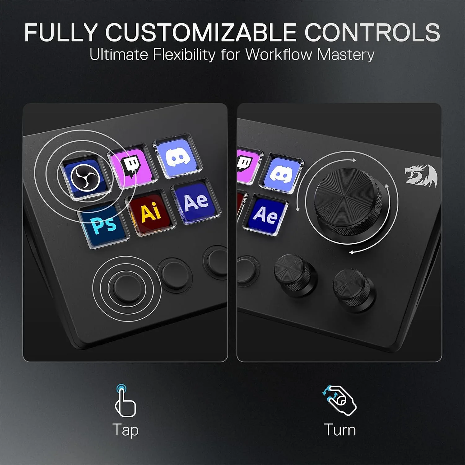 Redragon SS551 Stream Controller - All-in-One Macro Pad, LCD Keys & Dials, Stream Station for Content Creators, Streaming, Gaming - PC & Mac Compatible