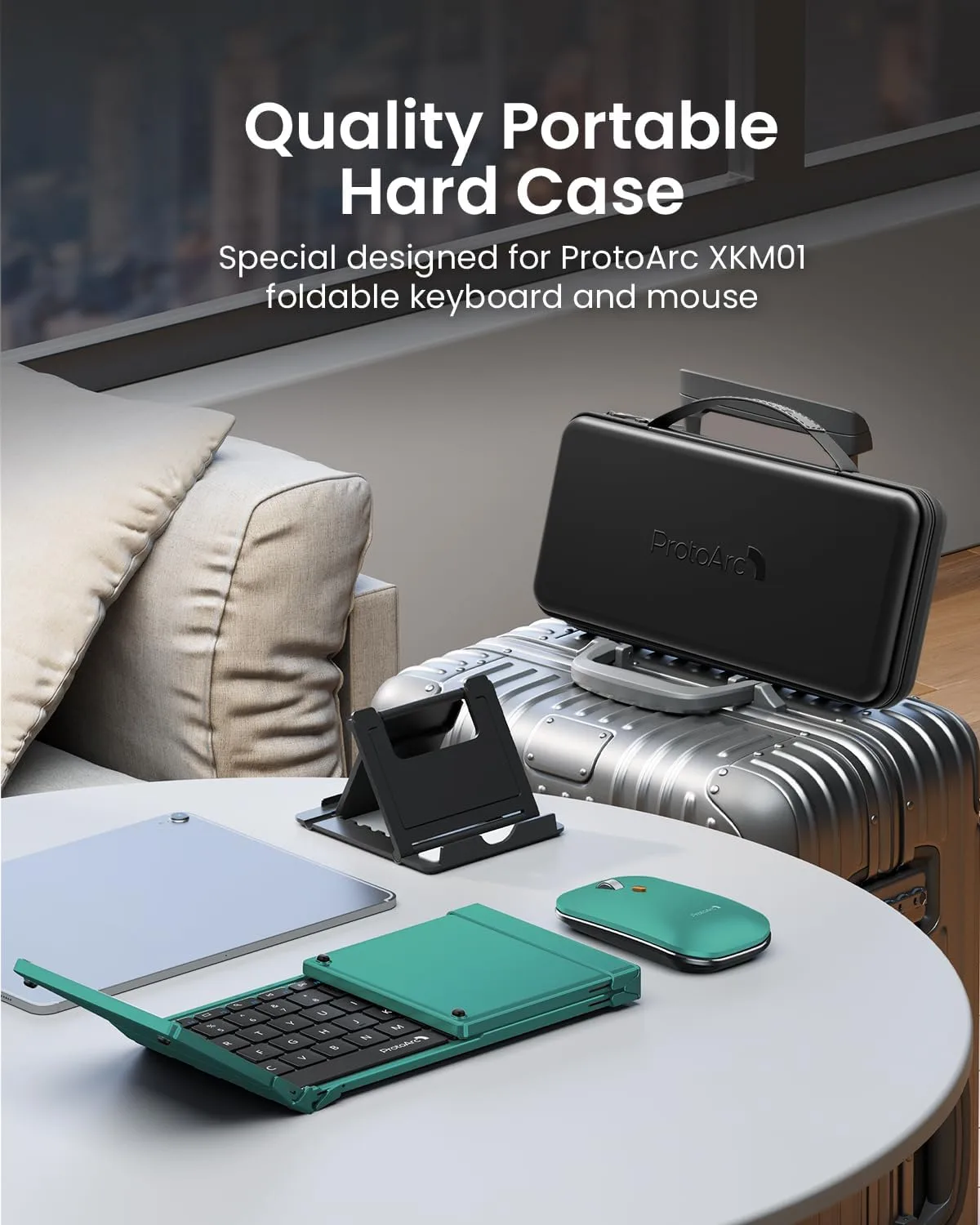 ProtoArc XKM01 Full-Size Foldable Keyboard Mouse Combo for Travel, Green