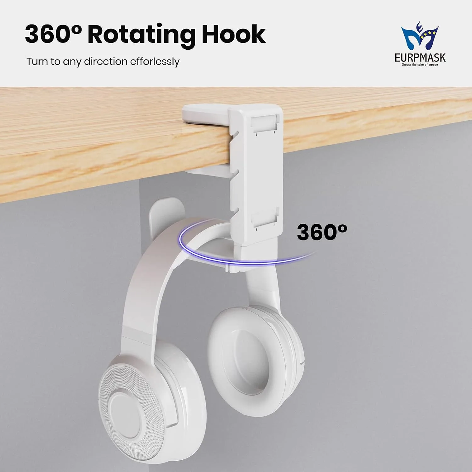 EURPMASK 3-in-1 Rotating Headphone Stand w/2 Detachable Controller Holders