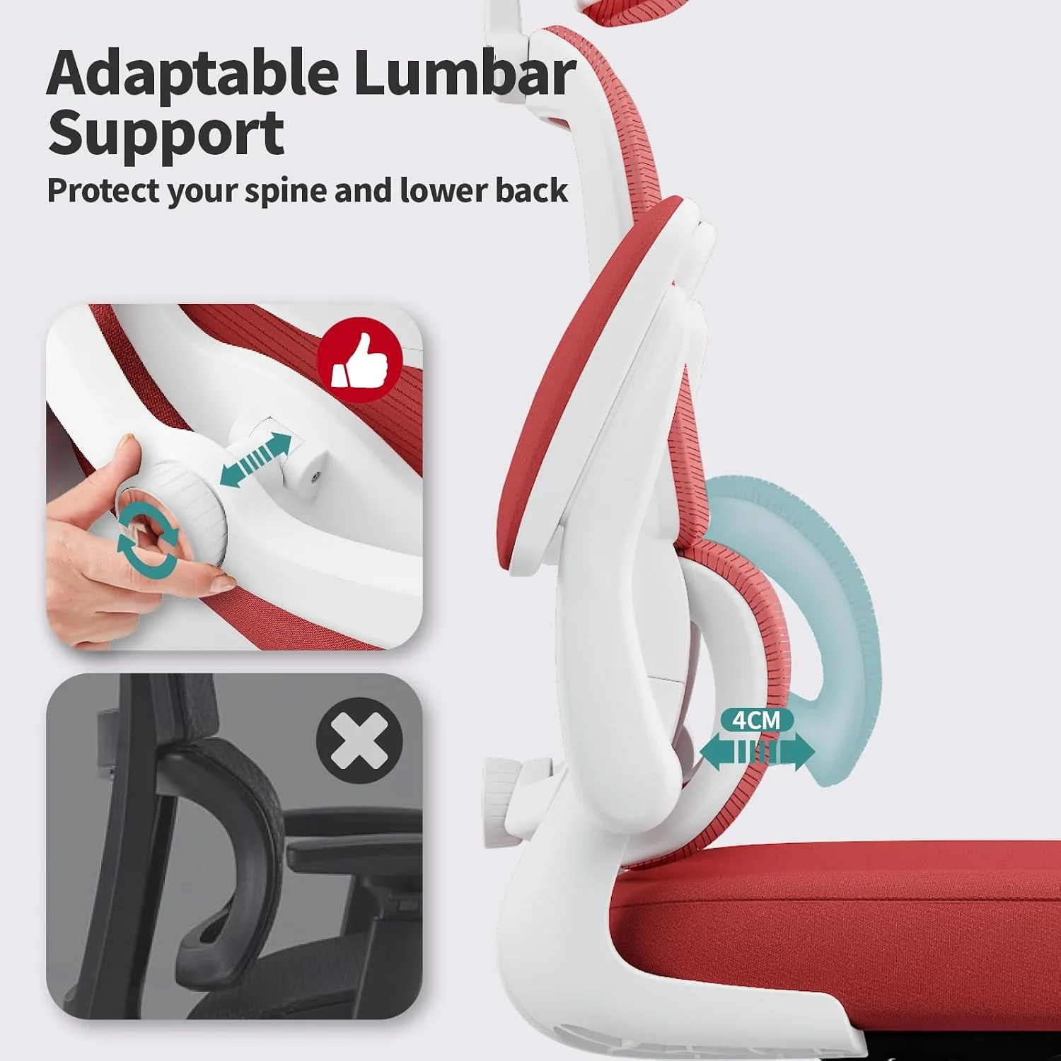 TRALT Office Chair Ergonomic Desk Chair with Lumbar Support Red, 1