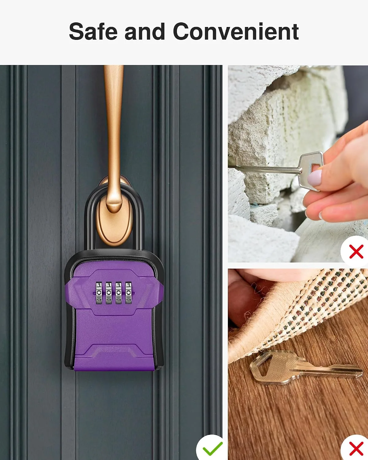 Puroma Key Lock Box for House Keys Combination Lockbox with Code, 1 Purple