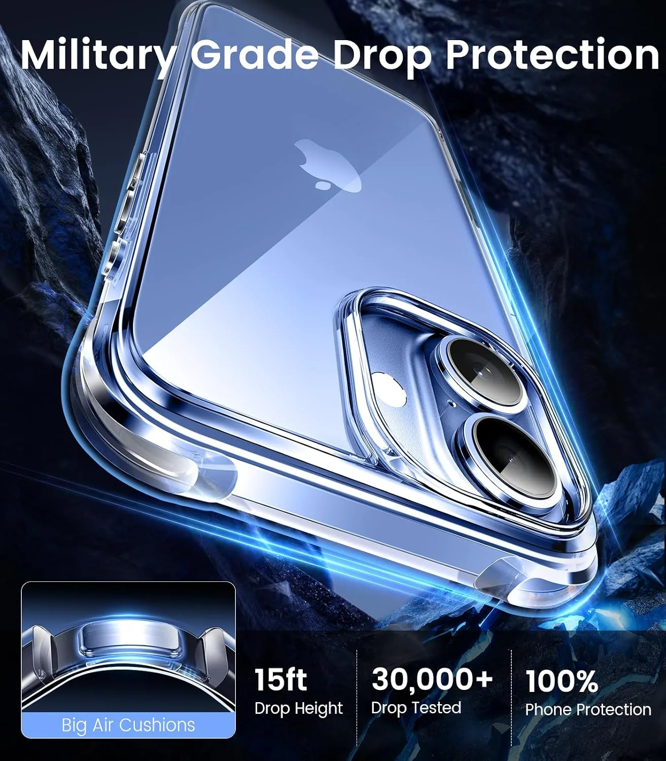 Mkeke Compatible with iPhone 17 Case Clear [Not-Yellowing] [Military-Grade Drop Protection] Shockproof Protective Phone Bumper 6.3 inch