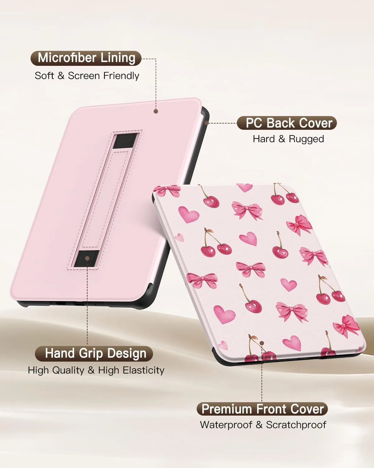 MoKo Case for 7" Kindle Paperwhite 12th Gen 2024 & Colorsoft, Cherry Bow