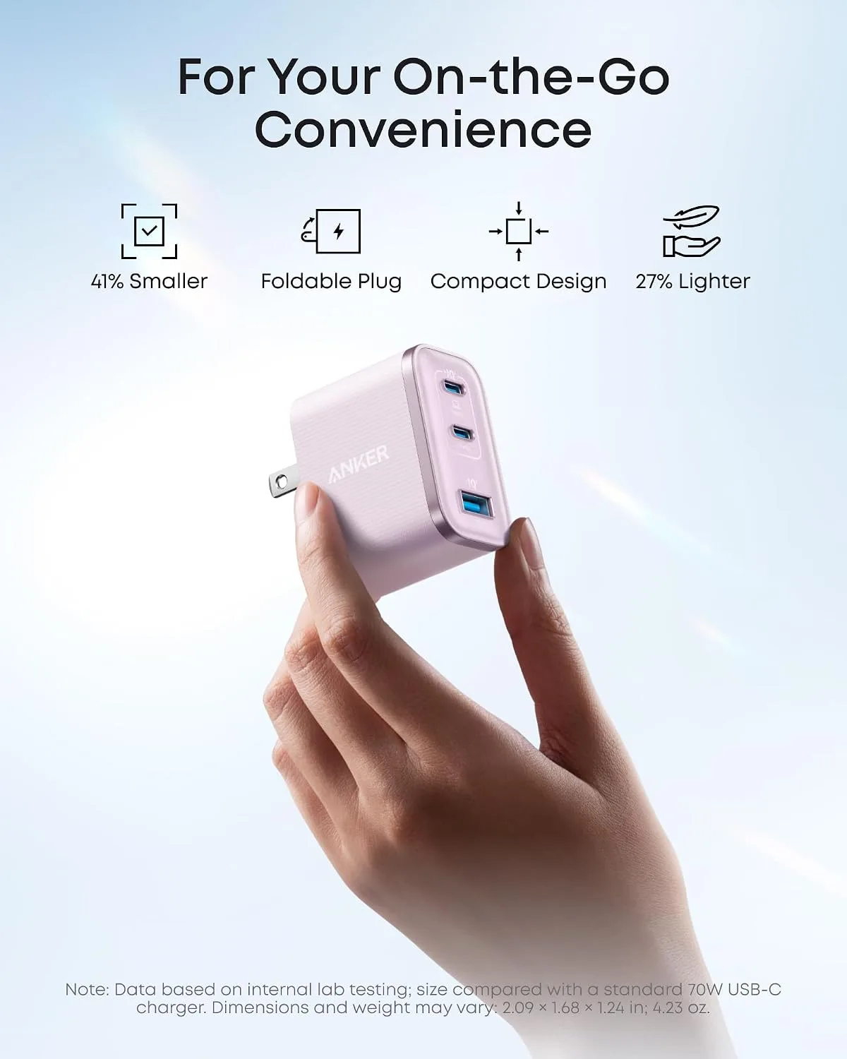 Anker Nano 70W Max 3-Port Fast Charger USB C, Type C Charger Fast Charging