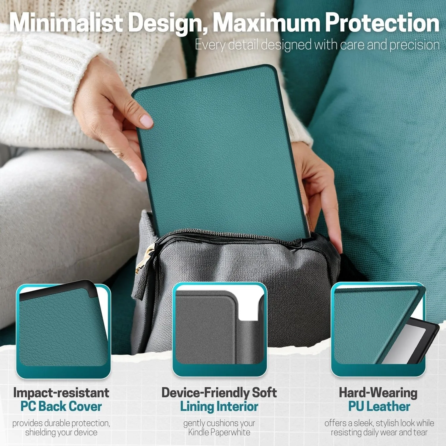 TNP Kindle Paperwhite 12th Gen Case, Colorsoft 7-Inch Cover, Dark Green