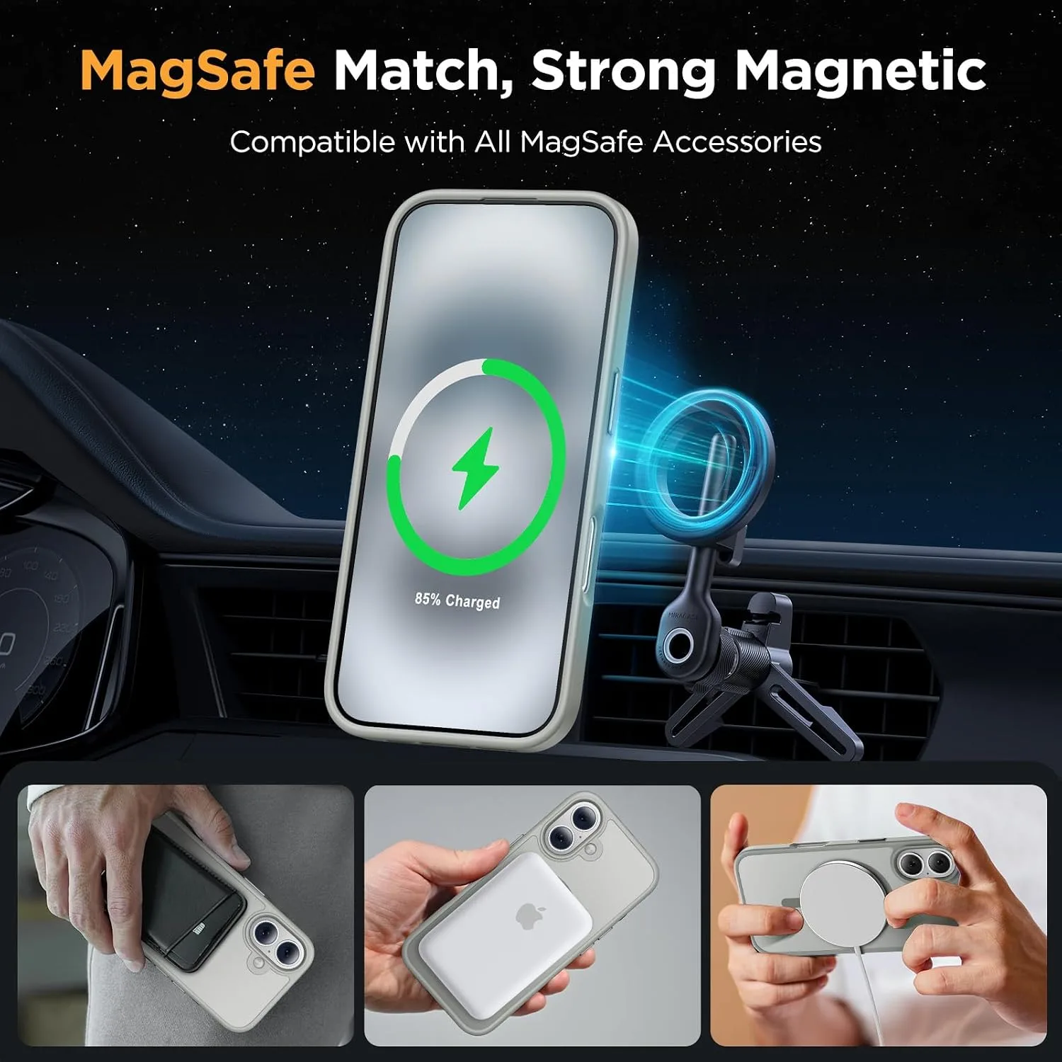 Miracase Magnetic Series for iPhone 16 Case [Compatible with MagSafe] Military-Grade Protection, Anti-Fingerprint, Slim Phone Case for iPhone 16 6.1 inch - Grey