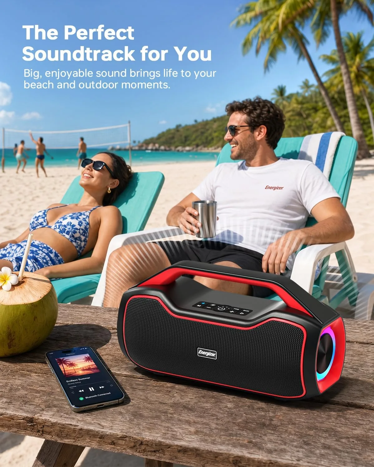 Portable Bluetooth Speaker, 200W(PMPO) Outdoor Speaker with Deep Bass