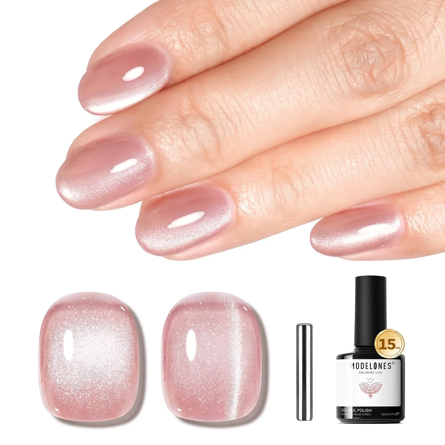 modelones Pink Cat Eye Gel Nail Polish 9D Cateye with Magnet