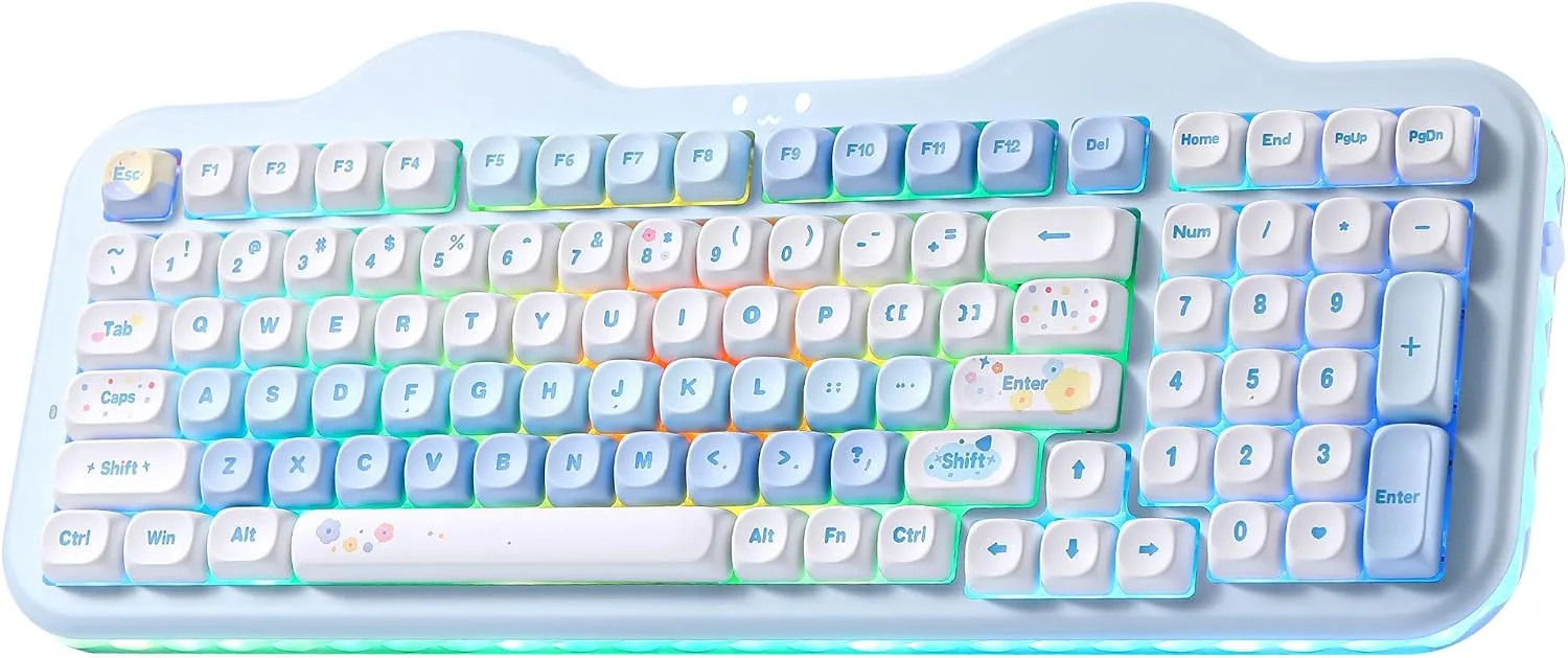 Teclado Gamer Yunzii C98 inalámbrico mecánico azul con switch Candy