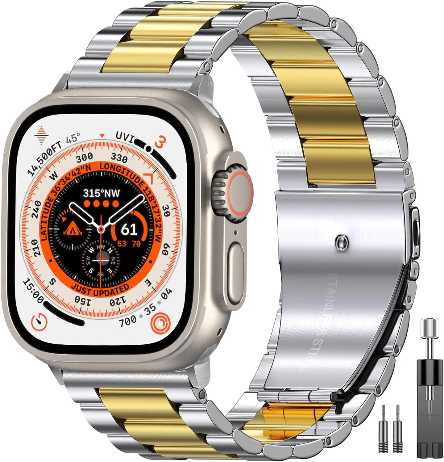 Correa metálica Epuly compatible con Apple Watch 42/44/45/46/49mm