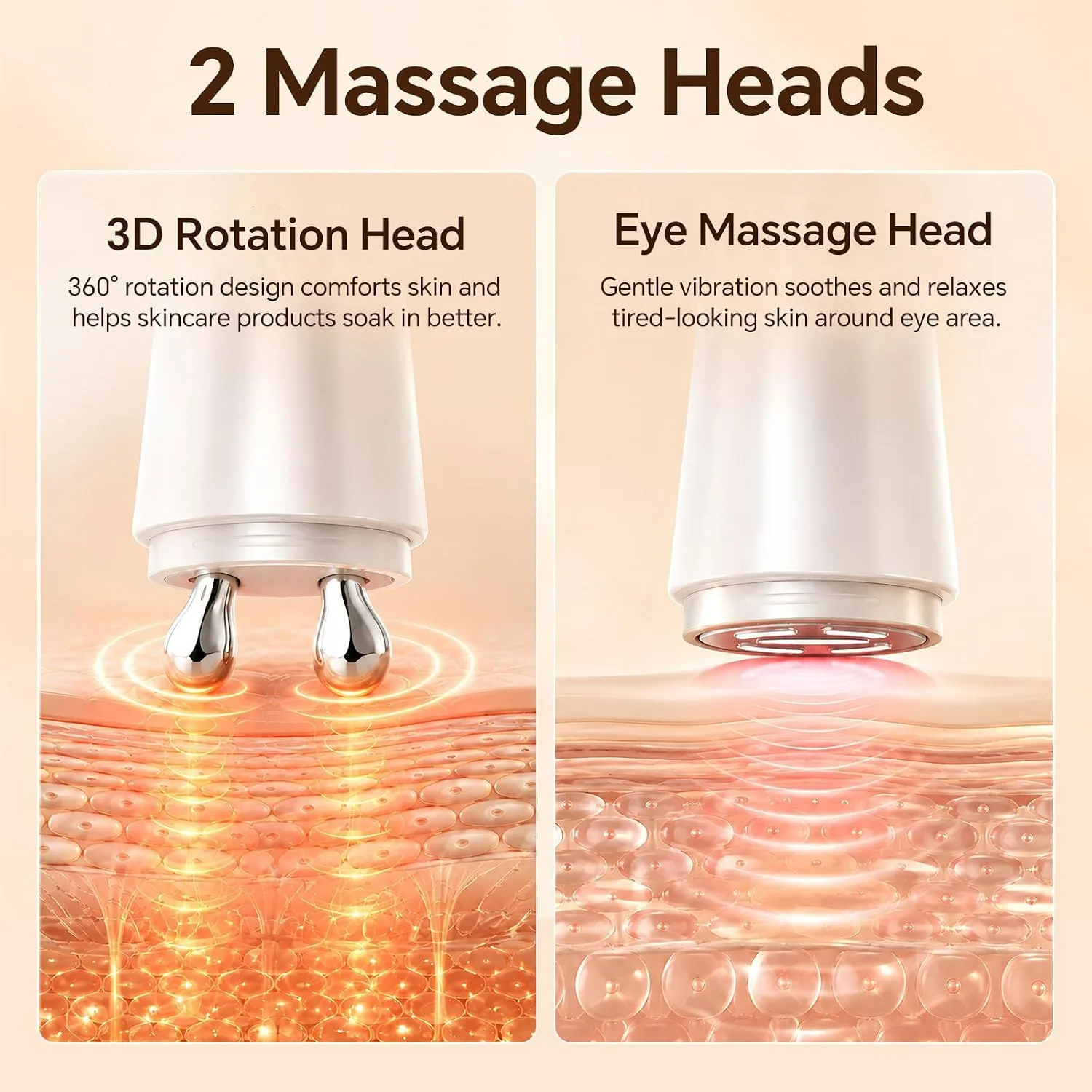 2-in-1 Facial Massager with Dual Massage Heads, Rechargeable Face Massage Tool for Daily Skincare Routine, Portable Face & Eye Massage Device