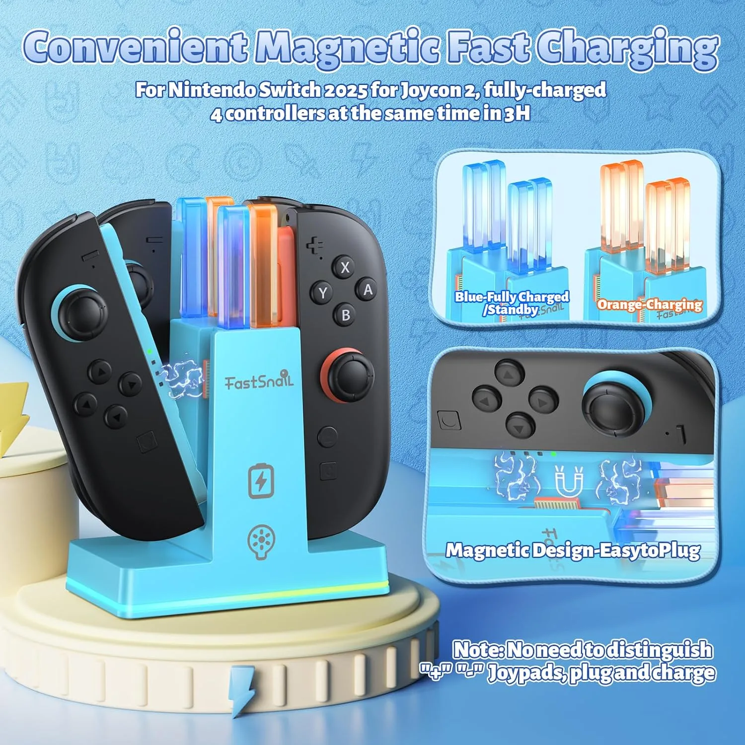 FASTSNAIL Switch 2 Controller Charger Dock for Nintendo Switch 2 for JoyCon