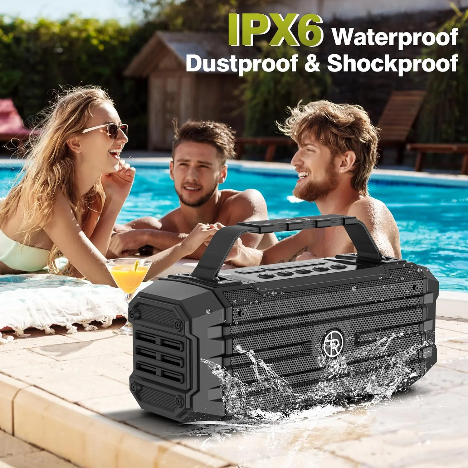 TOMPROAD Bluetooth Speaker 120W Peak 80W Portable Wireless Hi-Fi Loud Outdoor IPX6 Waterproof Big Party Speakers with Deep Bass, TWS Pairing, DSP Sound Boombox for Home Camping Beach