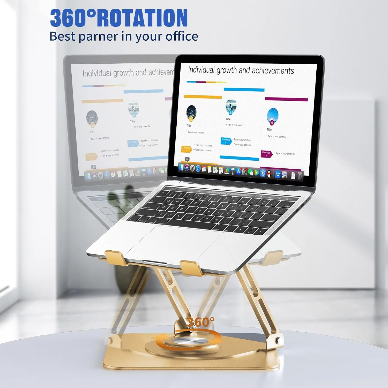 Laptop Stand for desk(360°Rotating),Aluminum laptop Riser for 10-16"Laptops