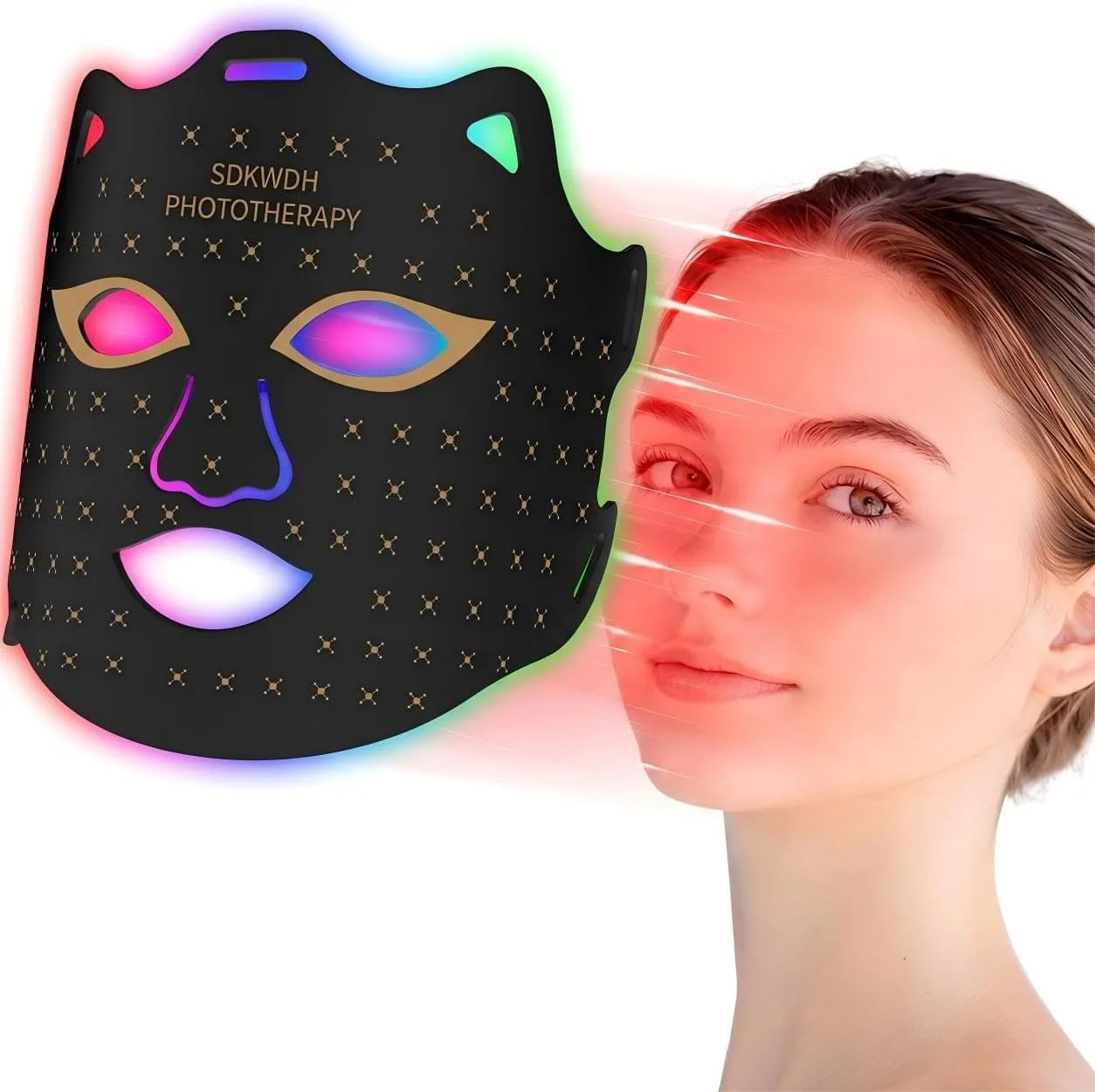 SDKWDH Red Light Therapy for Face, 850nm NIR Mask, Reduce Acne and Wrinkles