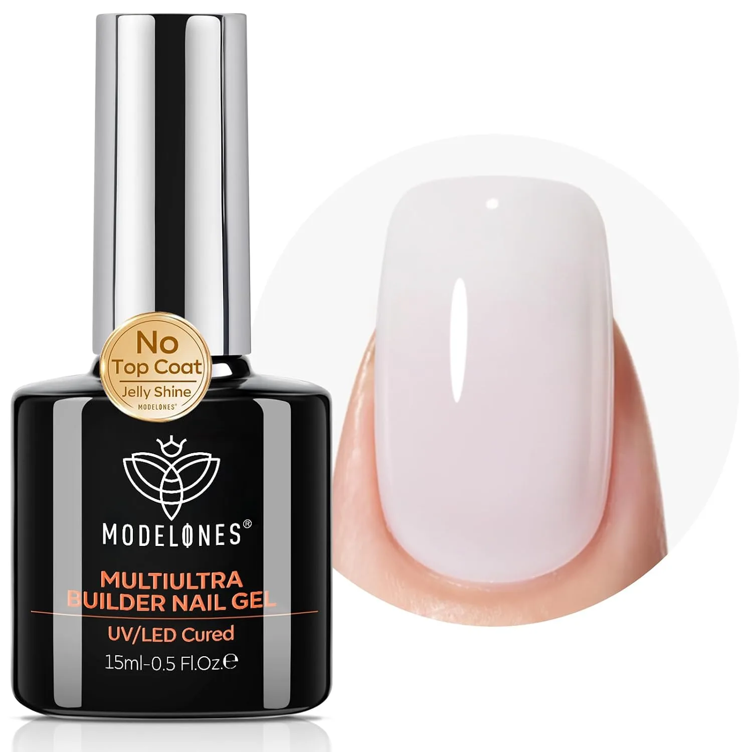 modelones Builder Nail Gel No-Wipe,9-in-One Milky White Builder
