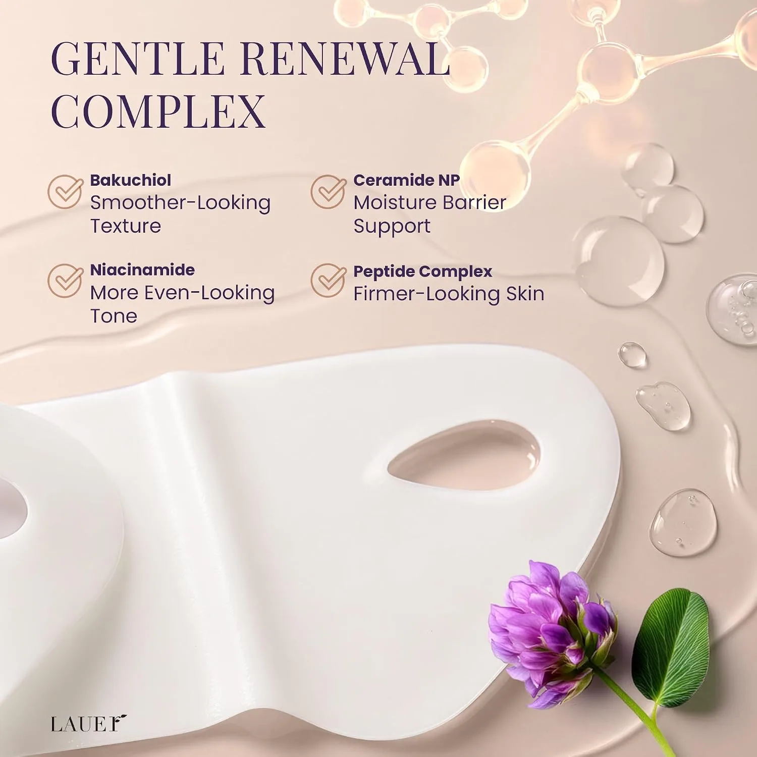 LAUER COSMETIC V-Line Bakuchiol Hydrogel Mask for Chin & Jawline, 5 Count