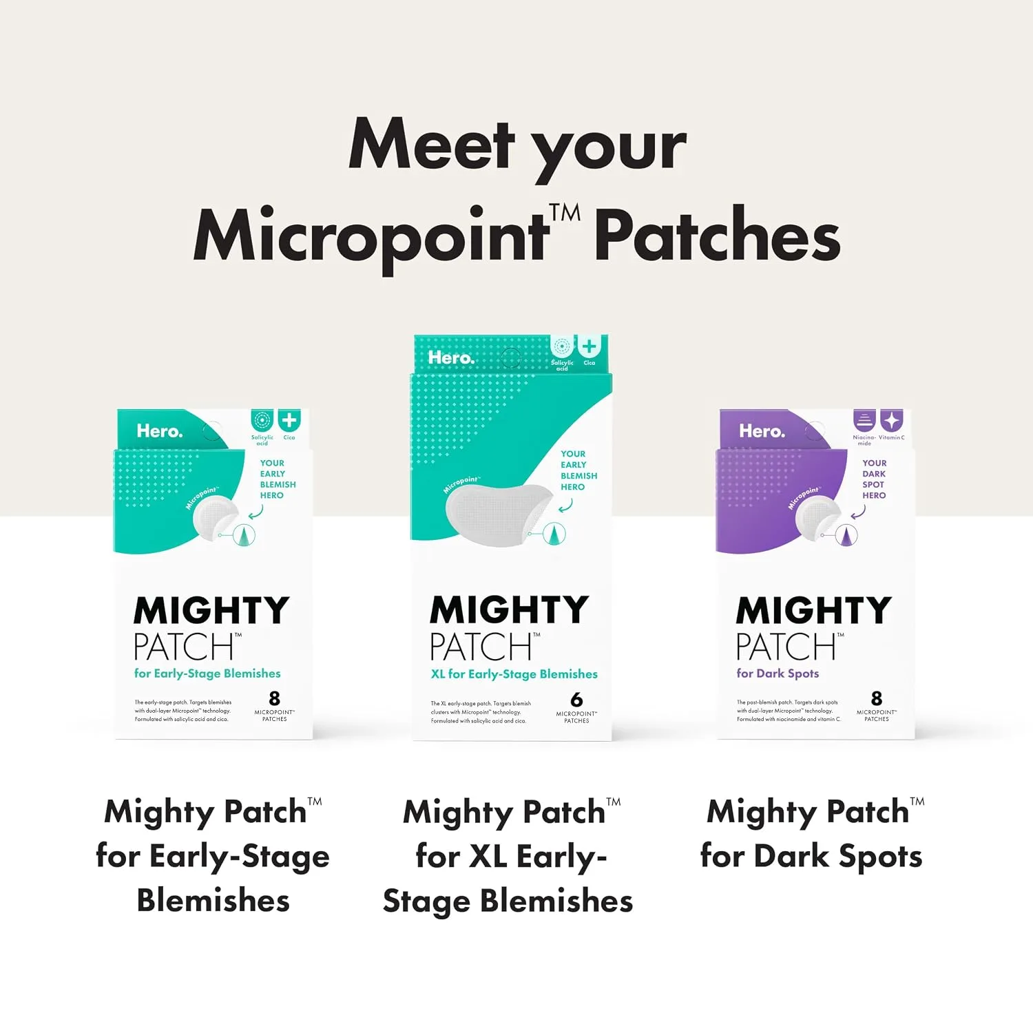 Mighty Patch Hero Cosmetics Micropoint XL Acne Pimple Patches, 6 Ct
