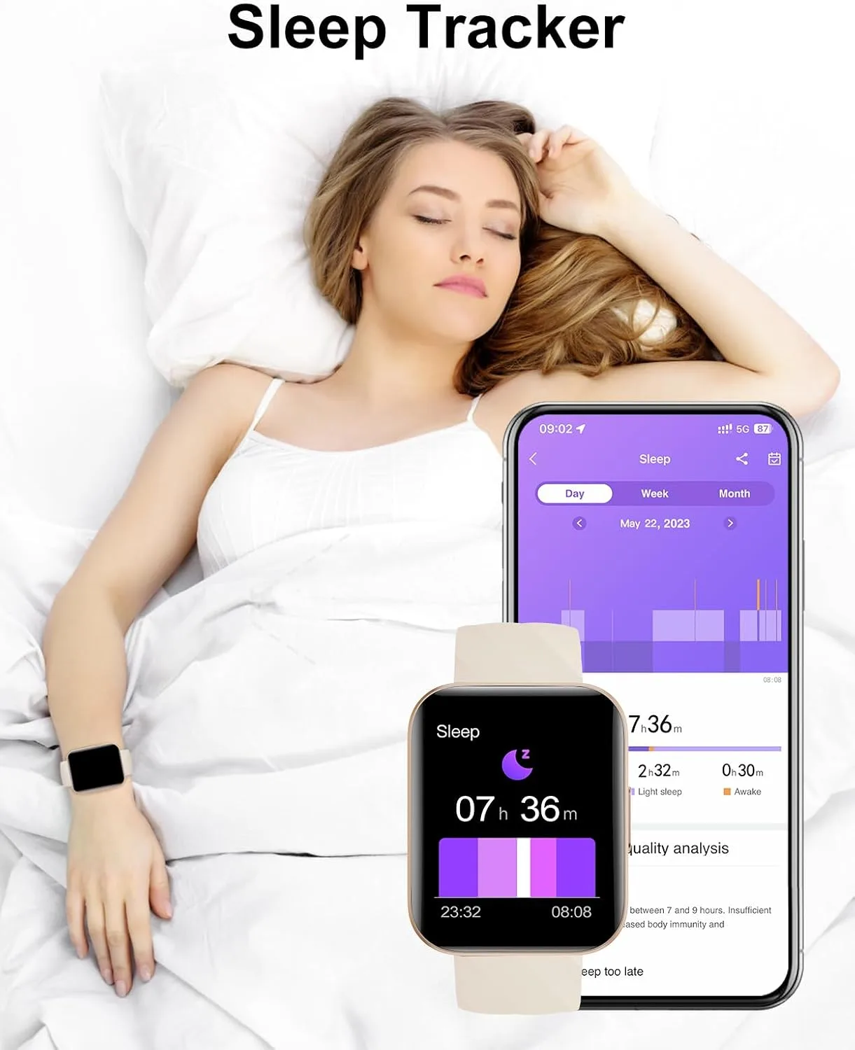 Smart Watch for Women Men, Answer/Make Calls, for iPhone/Android off-White