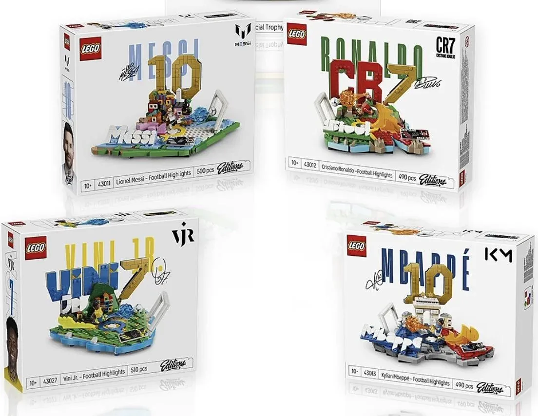 Pack Leyendas del futbol (LEGO Lionel Messi + Lego Cristiano Ronaldo + LEGO Kylian Mbappe + Lego Vinicius Junior)