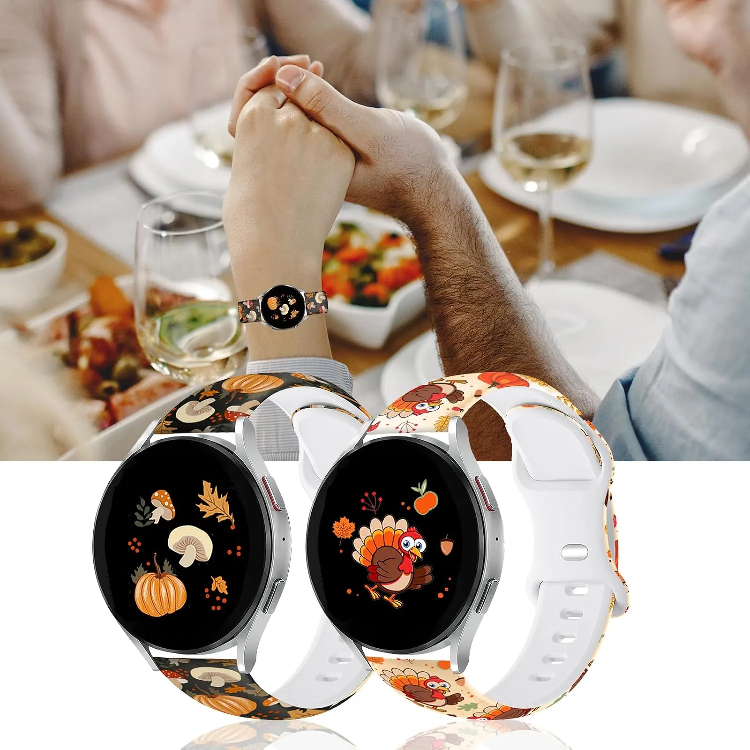 Christmas Halloween Bands Compatible with Samsung Galaxy Watch 7 Band 6 5 4 Active 2 FE 40mm 44mm/Watch 6/4 Classic/5 Pro/3, 20mm Holiday Replacement Strap Band for Samsung Watch Bands Women